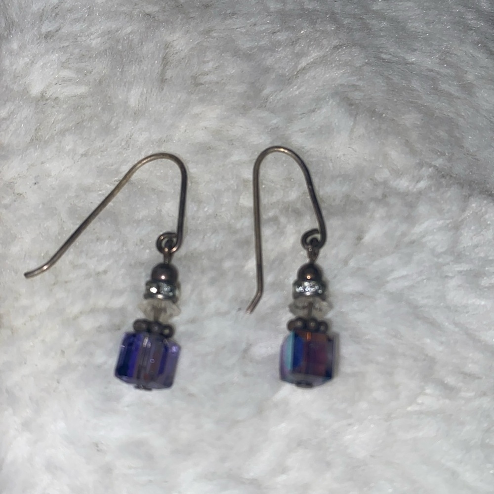 ⭐️ Lovely Jeweled Iridescent Gemstone square Drop Drop Earrings ⭐️